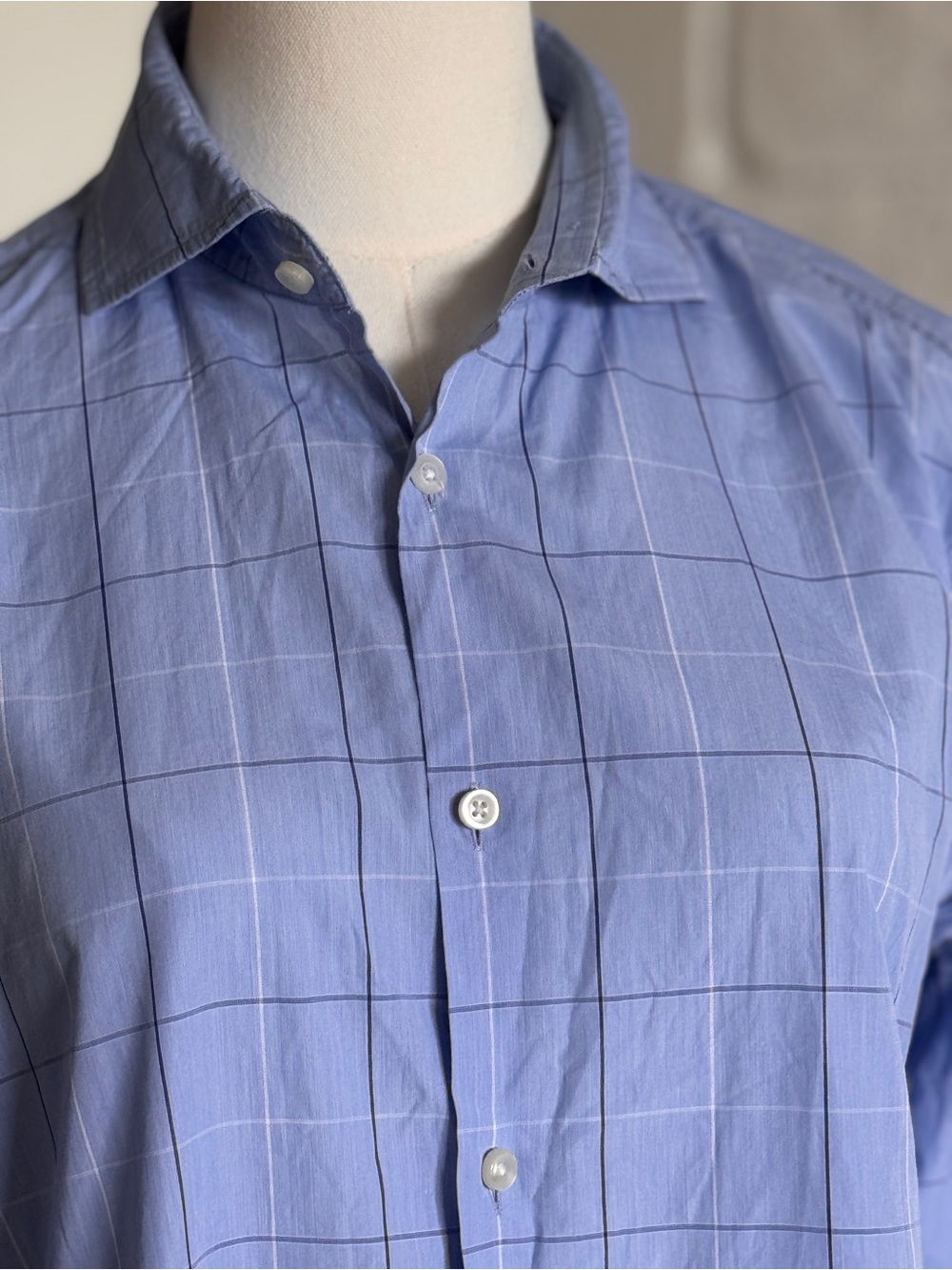 BOSS Hugo Boss Slim Fit Blue Windowpane Button Down Shirt - Picture 3 of 11